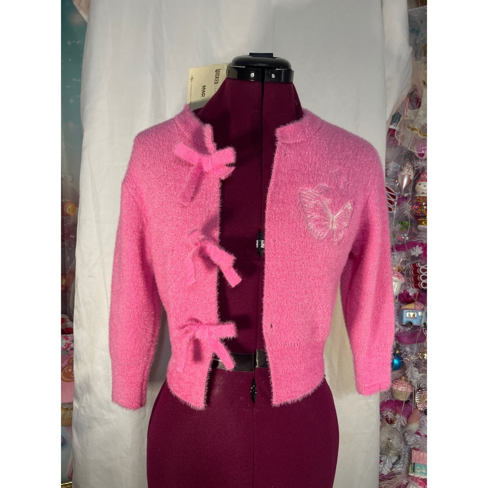 Wicked Katie Kime Cardigan Kids 4/5 XS Pink Good Bows Butterfly Glinda Shimmer